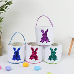 Decoraciones de Pascua Cesta de regalo Iluminado LED Bolsa de conejito de Pascua Luz Oreja de conejo Lentejuelas Cubo de Pascua para niños - Product Image 2