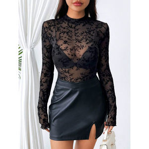 <span class=keywords><strong>Blusa</strong></span> <span class=keywords><strong>Transparente</strong></span> de Moda para Mujer <span class=keywords><strong>con</strong></span> Mangas Largas y Motivo Floral Sutil, Perfecta para Combinar en Capas y Salidas - Product Image 3