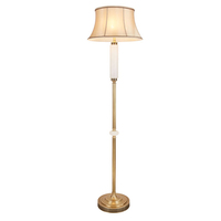Lámpara de pie de estilo europeo retro de lujo, marca Marglice, de latón tradicional con tela transparente, para decoración del hogar.