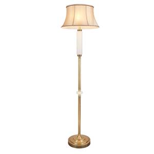 Lampe sur pied de style européen rétro de luxe Custom Marglice Home, en laiton traditionnel avec abat-jour en tissu transparent. - Product Image 3
