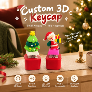 Christmas <b>Tree</b> Santa Claus Keycap Clicker Toy Mechanical Keyboard Switch Stress Relief Fidget Keychain for Christmas Gift - Product Image 1