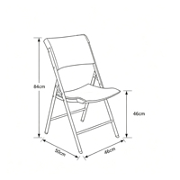 Chaise pliante en métal robuste pour événements, mariages, banquets, intérieur/extérieur, avec cadre en métal et assise en plastique HDPE blanc