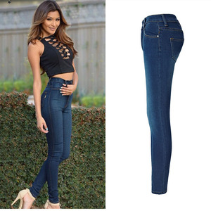 <span class=keywords><strong>Haute</strong></span> Élastique Stretch Femme Denim Lavé Skinny Crayon Pantalon <span class=keywords><strong>Taille</strong></span> <span class=keywords><strong>Haute</strong></span> Maman Jeans pour les Femmes - Product Image 2