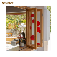 Fenêtre en bois à double vitrage trempé à pliage vertical accordéon, style chinois, isolation thermique, insonorisation, bois composite