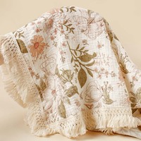 Couverture de poussette personnalisée pour bébé 31,5x25,6 cm, en pur coton, double couche, crêpe, avec pompons, serviette de bain enveloppante