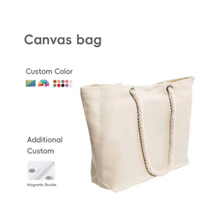 Borsa Tote Grande in Tela Personalizzata da Donna con Manici in Corda, Stile Minimalista Fatto a Mano per Uso Quotidiano o Regalo - Product Image 1