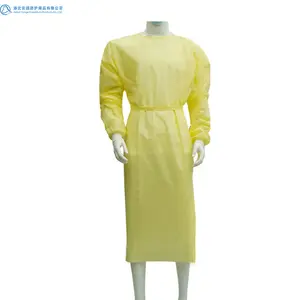 Combinaison de protection pour hôpital, en Stock, de haute qualité, jaune Non tissé, blouse d'isolation médicale Non stérile, blouse chirurgicale jetable