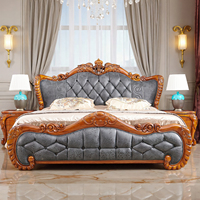 Grand lit double en bois massif sculpté en ébène, style villa européenne, lit éléphant, nouveau lit en cuir chinois, pour chambre principale