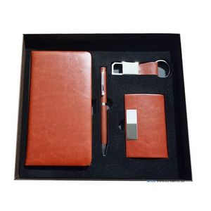 Ensemble cadeau de luxe pour entreprise, comprenant un carnet, un porte-clés, un porte-cartes et un stylo métallique, coffret cadeau en PU de marque de luxe - Product Image 3