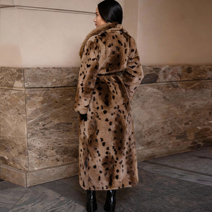 Cappotto Invernale 2025 in Ecopelliccia Leopardata con Collo in Pelliccia di Volpe, Chiusura con Cintura, Tessuto Spesso Traspirante, Lunghezza Extra-Lunga - Product Image 4