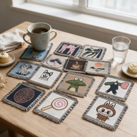 Sous-verre réutilisable en tissu jacquard, style nordique et Instagram, carré, résistant à la chaleur, options de design personnalisées