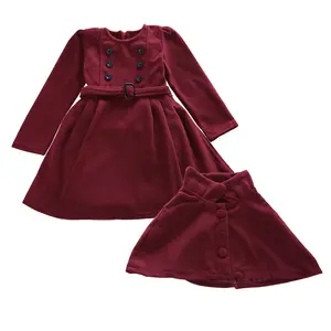 女式2件套服装纯色感恩节服装外套和儿童女童服装套装