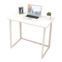 Table d'ordinateur pliable moderne en panneaux de bois avec plateau en MDF, cadre en fer et rangement à roulettes