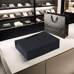 Bulk Luxury Boutique Gift Paperboard <b>Bags</b> with Ribbon Handles Black and <b>Gold</b> Frame for Supermarket Packaging - Product Image 3