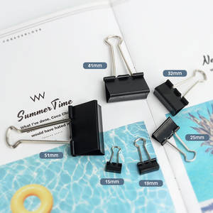 工場卸売 各種サイズ ブラック バインダークリップ オフィスサプライ 金属製 ロングテールフォルダー ファイルバインダー ペーパークリップ - Product Image 5