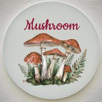 Autocollants muraux en vinyle imperméables style ferme pour loisirs créatifs, 3 feuilles, motif champignons en grappe, feuilles vintage et motifs floraux