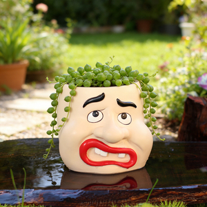 <span class=keywords><strong>Pot</strong></span> de fleurs fantaisie à visage d'expression de dessin animé, <span class=keywords><strong>pot</strong></span> à succulentes unique <span class=keywords><strong>en</strong></span> résine <span class=keywords><strong>en</strong></span> forme de tête, <span class=keywords><strong>pot</strong></span> décoratif ludique pour la maison, le jardin et le bureau - Product Image 5