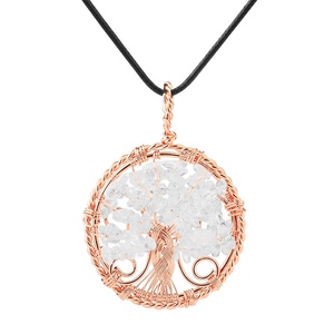 <span class=keywords><strong>Collana</strong></span> pendente in <span class=keywords><strong>oro</strong></span> <span class=keywords><strong>rosa</strong></span> albero della vita, gioielli bohémien al quarzo <span class=keywords><strong>rosa</strong></span> avvolgenti fatti a mano - Product Image 6