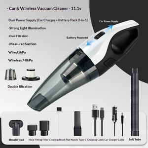 Aspiradora Inalámbrica para Auto de Alta Potencia, Doble Sistema, Portátil, de Mano, con Iluminación, de Alta Succión - Product Image 6
