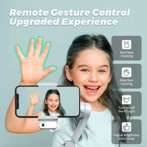 Estabilizador de cardán de teléfono L7Cpro Plus al por mayor con control remoto de gestos Ai Auto Face Tracking con luz de relleno de trípode - Product Image 2