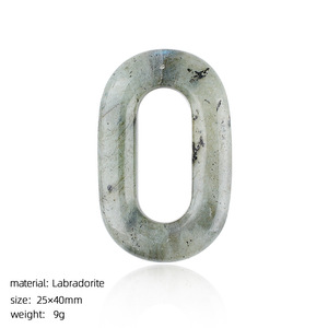 Pingente Oval de Pedra Natural 25x40mm com Furo Grande, Círculo de Cristal Esculpido para Fabricação de Joias e Colares DIY - Product Image 6