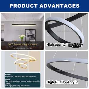 Phong Cách Đơn Giản Trang Trí Nội Thất Phòng Khách Treo Đèn Chùm Hiện Đại LED Trần Vòng <span class=keywords><strong>3</strong></span> Vòng Mặt Dây Chuyền Đèn - Product Image 2