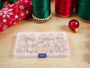 140 mảnh tự làm may hình chữ nhật nút gỗ <span class=keywords><strong>3</strong></span> kích cỡ thư khác nhau hộp lưu trữ hợp kim kẽm cho quần áo trẻ em 2 lỗ - Product Image 5