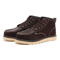 Bottes Martin mi-hautes en cuir véritable pour hommes, style britannique rétro, polyvalentes, pour le travail, la moto et la conduite