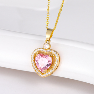 Collar <span class=keywords><strong>de</strong></span> Cristal Rosa con Corazón <span class=keywords><strong>de</strong></span> Diseño Inspirado en una Marca Famosa <span class=keywords><strong>de</strong></span> Lujo y Alta Calidad para Mujer - Product Image 4
