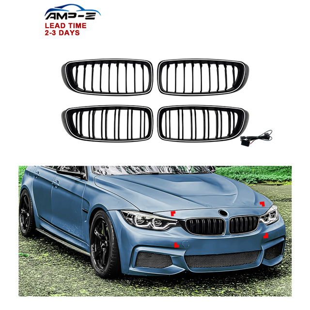 AMP-Z F32 F33 F36 New Design ABS Material Front Grille With Light for BMW 4 Series F32 F33 F36 2014-2020 Car Accessories