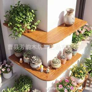 Wooden <b>Wall</b> Corner <b>Shelf</b> Irregular Shape <b>Wall</b> <b>Mounted</b> For Flower Pots Ornaments Living Room Storage - Product Image 1