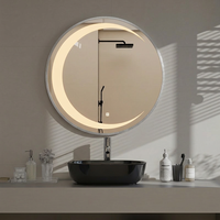 Miroir de salle de bain intelligent rond illuminé moderne Tmall Genie avec cadre en aluminium HD LED IP65 pour le maquillage