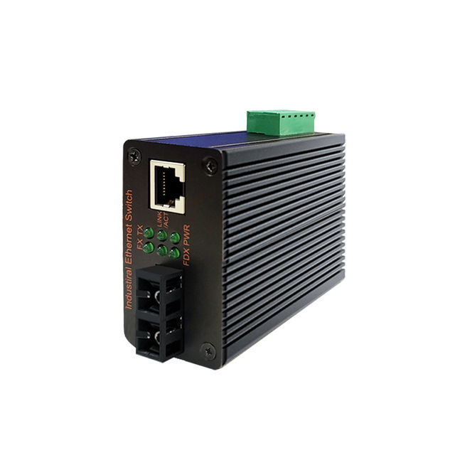 Industrial-grade Ethernet Switch 2G 100M/1G 1 Fiber 1 Copper Single-mode SFP Rail-mounted 12V/24V IP40
