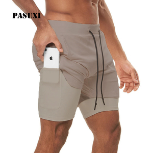 Shorts de <span class=keywords><strong>sport</strong></span> pour homme PASUXI, double couche en mesh, cordon de serrage, poches, séchage rapide, respirant, écologique, athlétique, décontracté - Product Image 1
