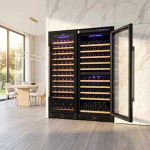 Cave à vin commerciale en acier inoxydable de haute qualité, noir sablé, double zone, température électronique Jg166a&b - Product Image 3
