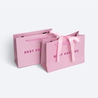 Luxury Clothing Gift Shopping Packaging Paper Bags Kraft Paper Retail Packing Pink White Craft Paper Hot Stamping Paperboard