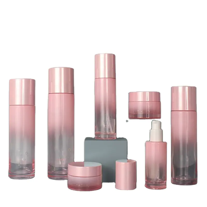 Botol pompa semprot Toner, stoples Losion krim kosmetik, Set kemasan Perawatan Kulit 30ml 50ml 100ml gradien silinder