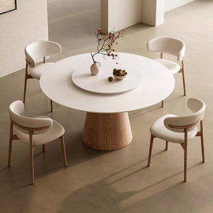 <span class=keywords><strong>Table</strong></span> à manger ronde en bois massif de luxe avec plateau tournant en pierre, meubles de salle à manger de <span class=keywords><strong>cuisine</strong></span> moderne, ensemble de <span class=keywords><strong>table</strong></span> à manger ronde - Product Image 6