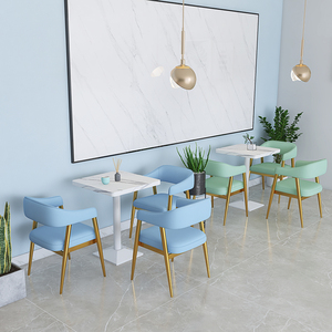 Conjunto de Mesa y Sillas para Restaurante de Comida Rápida, Muebles de Comedor Comerciales Duraderos para Cafetería <span class=keywords><strong>Bistro</strong></span> - Product Image 5