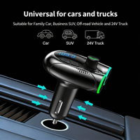 Transmisor FM para Auto con Bluetooth, Reproductor MP3, Llamadas Manos Libres, Puerto de Carga USB Tipo-C Dual, Monitor de Voltaje para Automóviles, Camionetas y Camiones