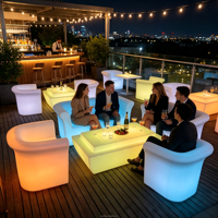 Ensemble de meubles LED pour salon et extérieur, canapé-lit sectionnel étanche, canapés de jardin, vente en gros