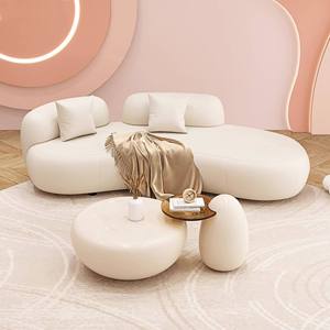 Furnitur Salon Modern, Sofa Sofa ruang tunggu kain melengkung desain unik putih mewah - Product Image 3