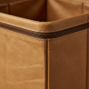 Washable Kraft Paper Foldable Storage <b>Bin</b> Leather Look Vegan Paper Collapsible Custom Logo Home Retail Supply - Product Image 5