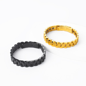 Pulsera de Cadena de Eslabones de Acero Inoxidable Ajustable Rápida, Impermeable, Inalterable al Color, Estilo Punk para Hombre, Joyería Impermeable - Product Image 1
