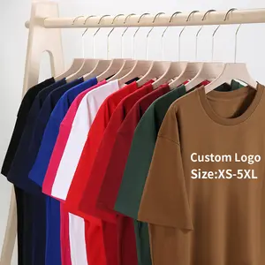 Streetwear en coton biologique uni en polyester imprimé de logo personnalisé, t-shirt surdimensionné à la mode ample et vierge
