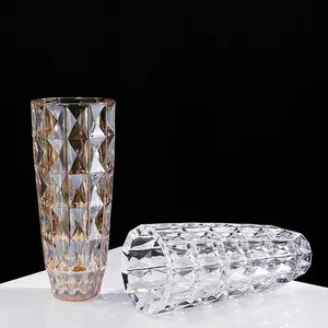 Nouveau style européen relief cristal chambre décor à la maison arrangement floral plante hydroponique grand salon vase en verre