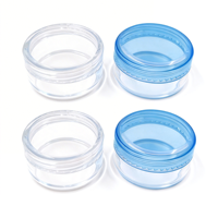 Vente en gros de flacons cosmétiques en plastique transparent bleu rose, mini-contenants, petits pots en plastique transparent PS