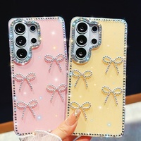 Coque de téléphone pour femmes, tendance, premium, avec strass brillants, nœud étoile IMD, pour Samsung S26 Ultra S25 Plus S24 S23 A17 A37 A57