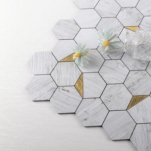 Decoración moderna hexágono PVC vinilo autoadhesivo mosaico pegatina Peel and Stick Backsplash azulejos decoración de pared para cocina baño pared - Product Image 1