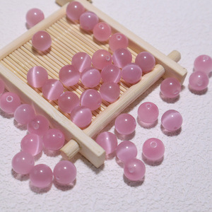 Cuentas sueltas de piedra ojo de gato rosa de 6mm, 8mm, 10mm, cuentas redondas de vidrio para pulseras DIY, suministros para hacer joyería hecha a mano - Product Image 3